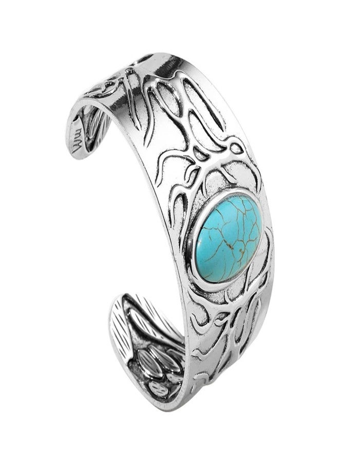 WCRAZYE Turquoise Cuff Bracelet for Men Women Handmade Boho Antique South Western Country Cowgirl Bangle Bracelets Bohemian Stackable Handmade Gemstone Bangle Christmas Birthday Gift (Style 1) - Image 1